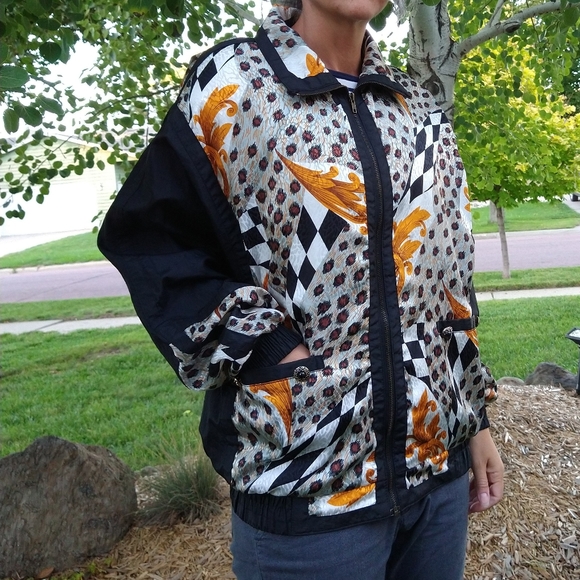 1980's 1990's WINDBREAKER JACKET zip front M L (N5) - Picture 2 of 7